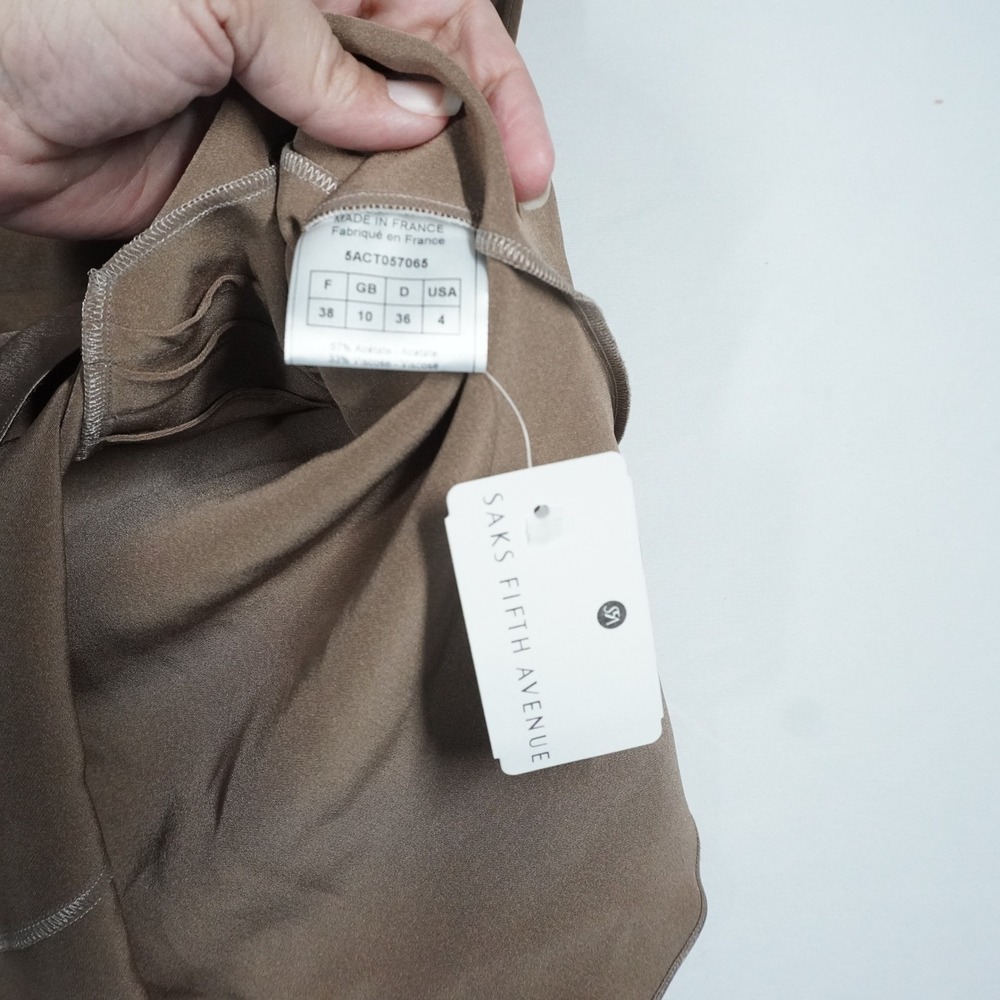Y2K John Galliano Bronze Satin V-Neck Babydoll Cowl Back Blouse France NWT 38 - Picture 5 of 14